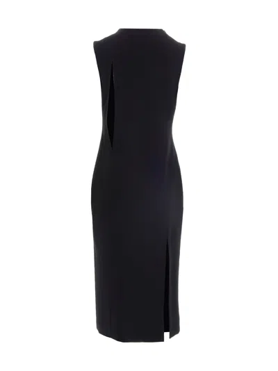 Versace Cut-out Black Midi Dress With Side Split In Black