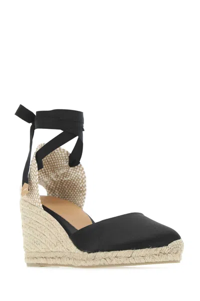 Castaã±er Black Canvas Carina Wedges