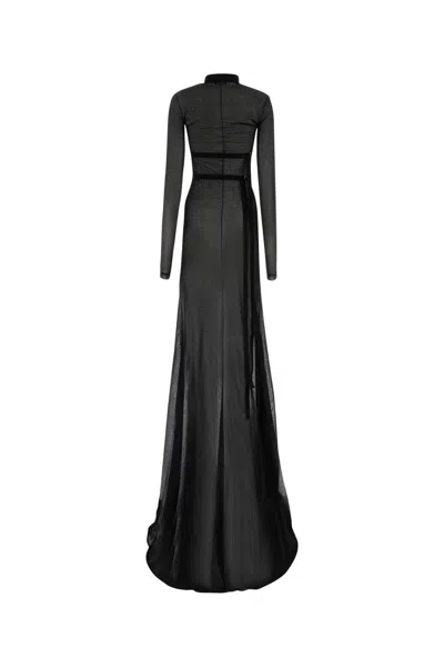 Ann Demeulemeester Long Sleeves High Neck Floor Length Dress In Black
