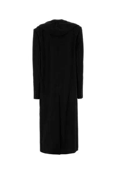 Y/project Black Cotton Coat In Black