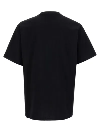 Jw Anderson Black Crewneck T-shirt With Anchor Embroidery On The Front