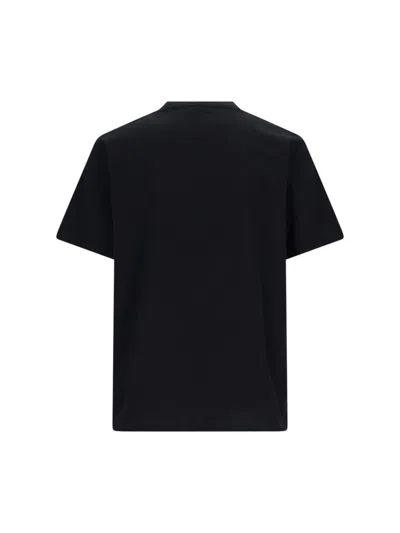 Jw Anderson Black Crewneck T-shirt With Anchor Embroidery On The Front