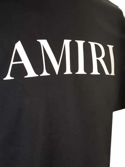Amiri Black Crewneck T-shirt With Logo Lettering Print On The Front In Black