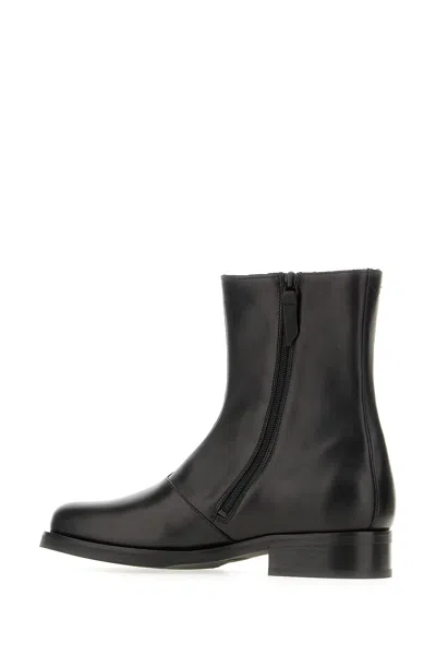 Our Legacy Ankle Boots With Smooth Leather Finish And Side Zipper In Black