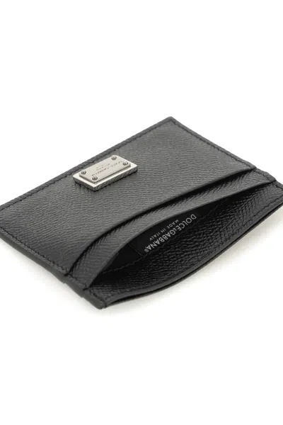 Dolce & Gabbana Calfskin Leather Card Holder In Black