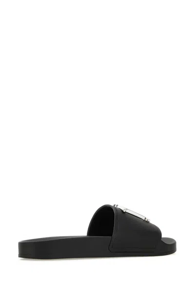 Dsquared2 Black Leather D2 Statement Slippers