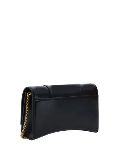 Balenciaga Black Leather Hourglass Clutch