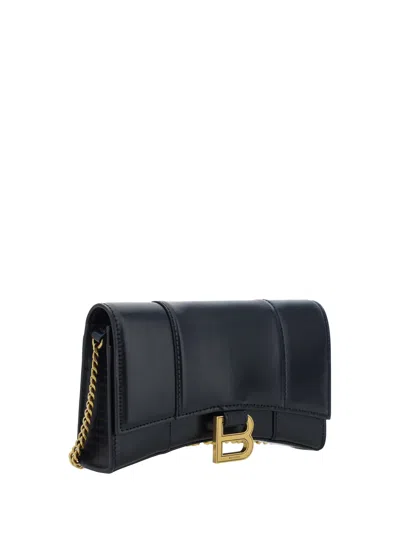 Balenciaga Black Leather Hourglass Clutch