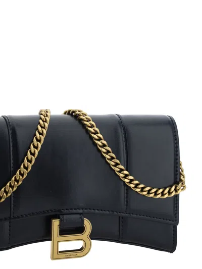 Balenciaga Black Leather Hourglass Clutch