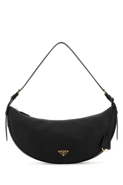 Prada Black Leather Large  Demi-lune Crossbody Bag