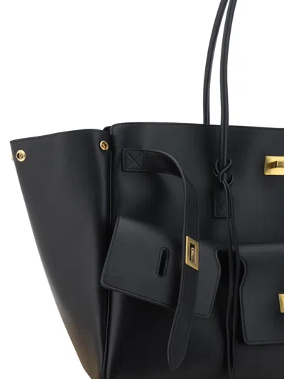 Balenciaga Black Leather Medium Carry All Bel Air Shopping Bag