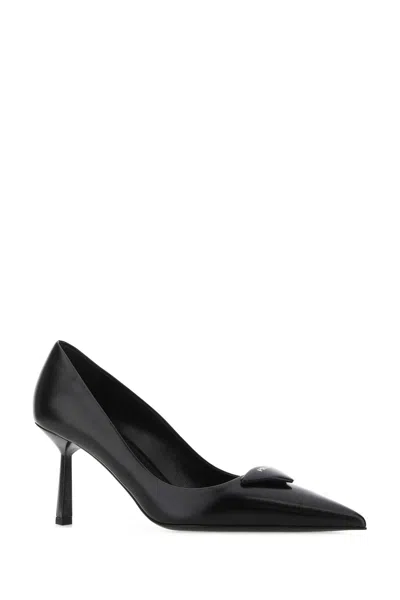 Prada Leather Pumps With Glossy Finish And Stiletto Heel