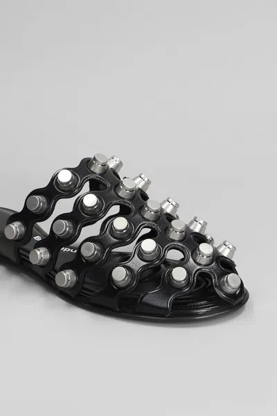 Alexander Wang Black Leather Rexa Slippers