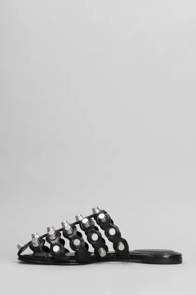 Alexander Wang Black Leather Rexa Slippers