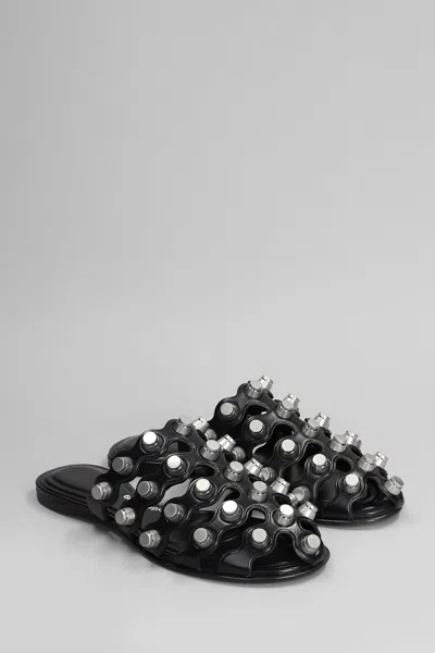 Alexander Wang Black Leather Rexa Slippers