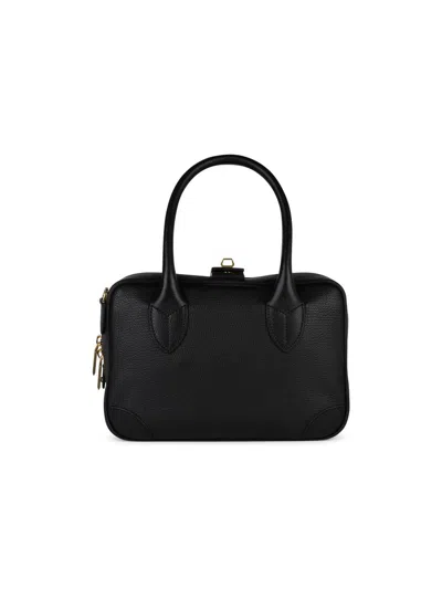 Golden Goose Vita Shoulder Bag In Textured Goat Leather In Black