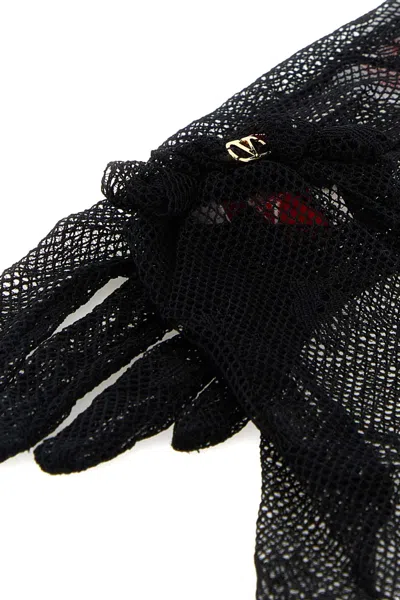 Valentino Black Mesh Gloves