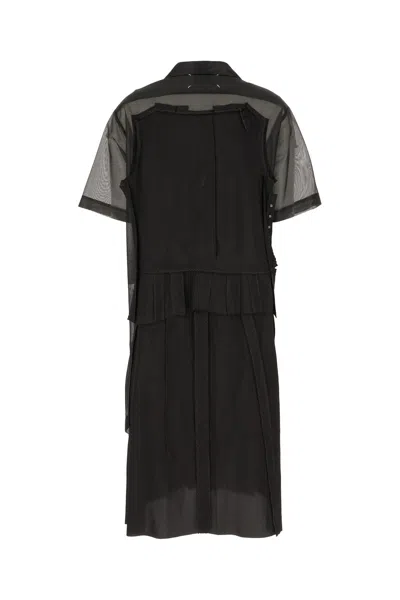 Maison Margiela Abito Chemisier In Rete Nera Donna In Black