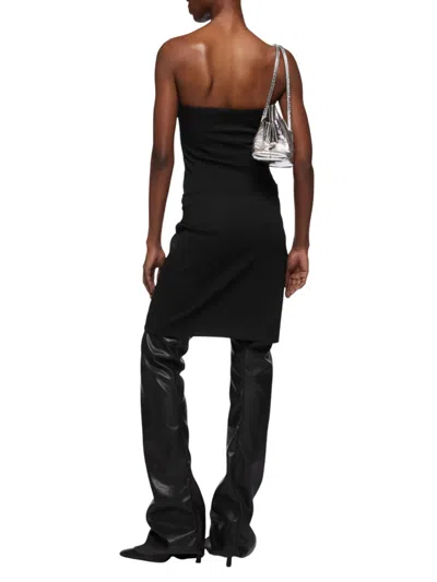 Attico Womens Black Engraved-hardware Bandeau Wool Mini Dress In Black