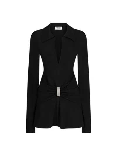 Attico Black Scoop-neck Mini Dress In Black