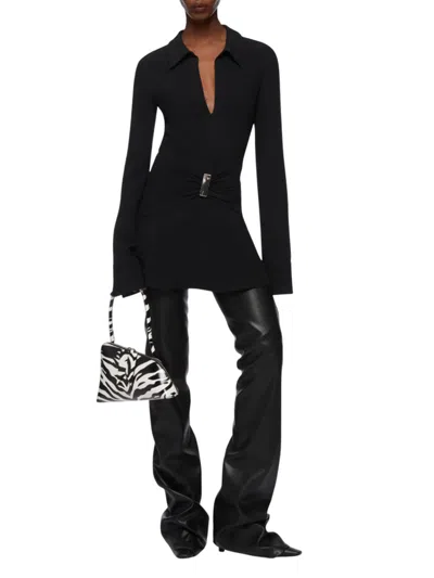 Attico Black Scoop-neck Mini Dress In Black