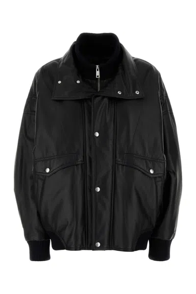 Prada Black Nappa Leather Bomber Jacket In Black