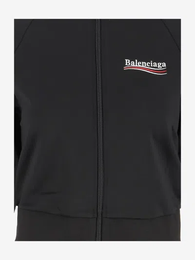 Balenciaga Fitted Zip-up Jacket With Tailored Silhouette And Modern Graphics In Black
