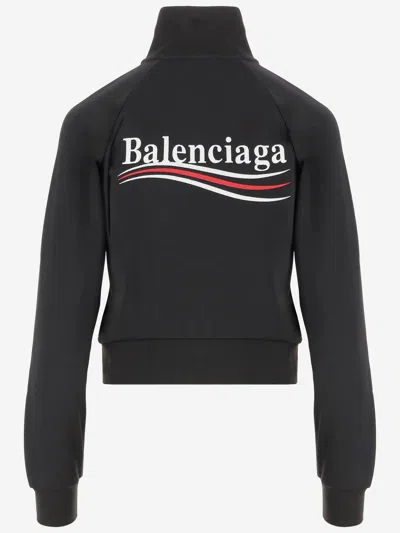 Balenciaga Fitted Zip-up Jacket With Tailored Silhouette And Modern Graphics In Black