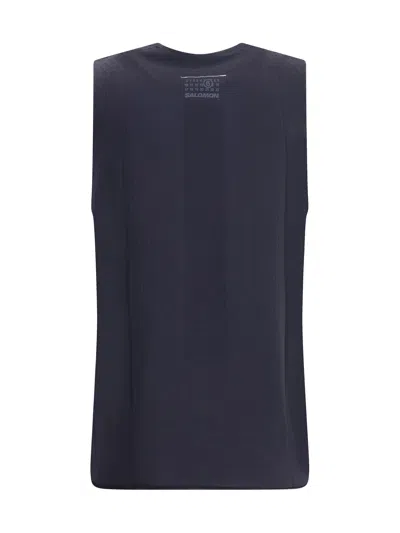 Mm6 Maison Margiela Crew Neck Graphic Print Sleeveless Top In Black