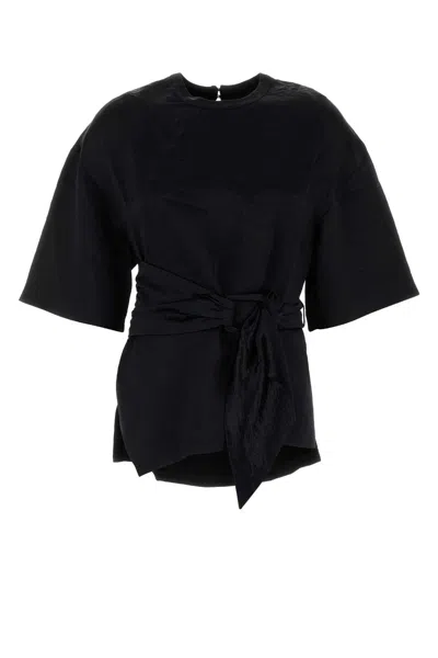 Nanushka Black Satin Besia T-shirt In Black