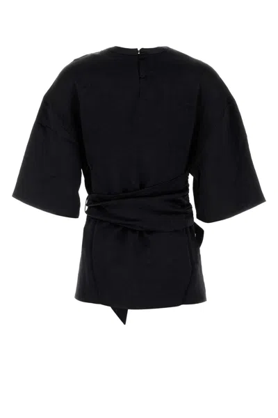 Nanushka Black Satin Besia T-shirt In Black