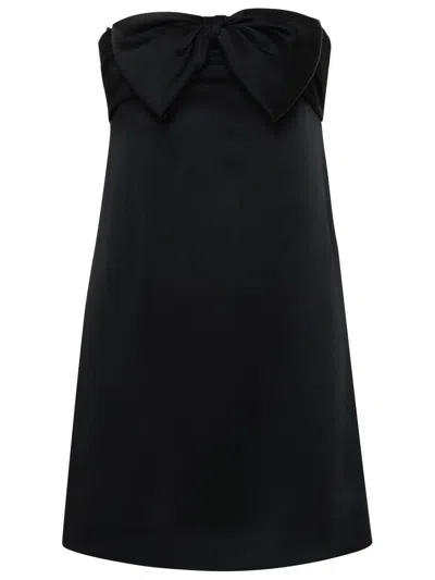 Saint Laurent Black Bowl-detail Strapless Minidress In Viscose Woman In Blue