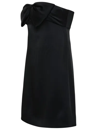 Saint Laurent Black Bowl-detail Strapless Minidress In Viscose Woman In Blue