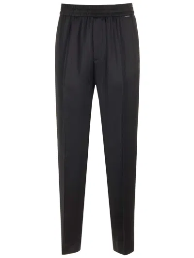 Valentino Black Elasticized Trousers In Black