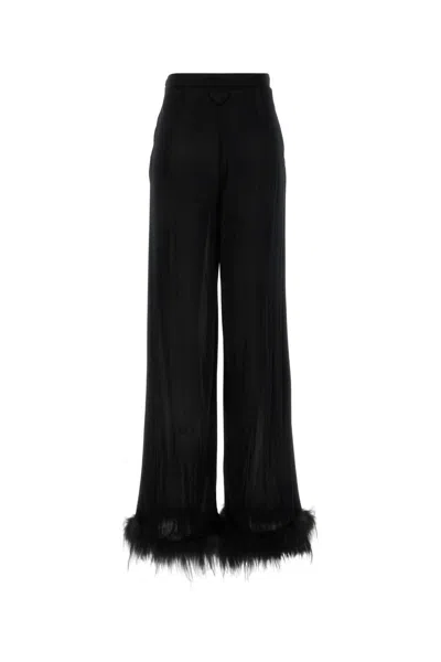 Prada Women's Satin Wide-leg Pant In Black