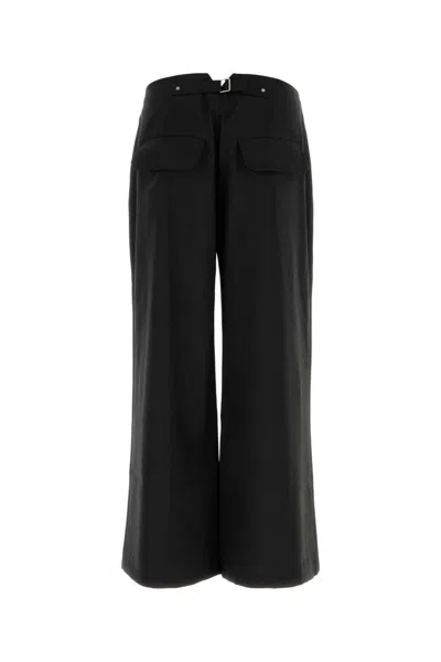 Entire Studios Front Pleats Wide-leg Cotton Pant In Black