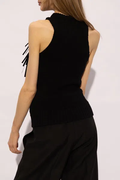 Jil Sander Black Stretch Cotton Top In Black