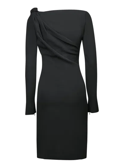 Jw Anderson Elegant Shoulder Drape V-neck Dress In Black