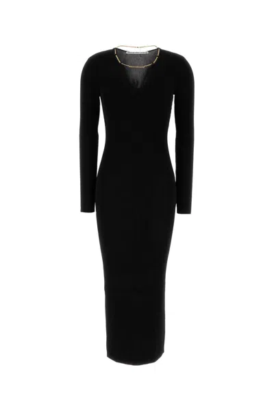 Alexander Wang Stretch Viscose Blend Dress With Gold-tone Detail In Black