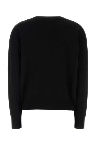 Versace Black Stretch Wool Blend Sweater In Black
