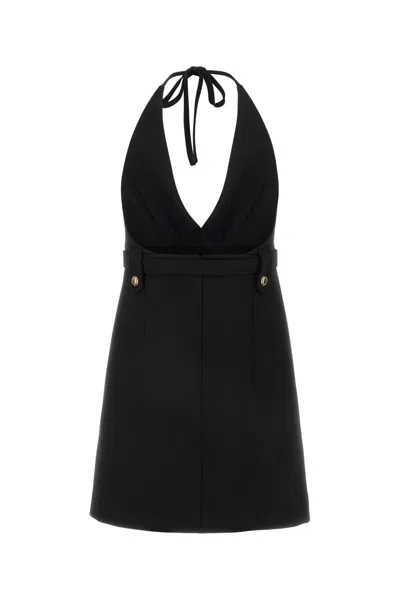 Miu Miu Grain De Poudre Halter Dress In Black