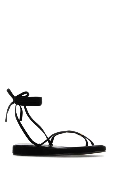 Tory Burch Suede Capri Sandals Flat Sole Strappy Design In Black