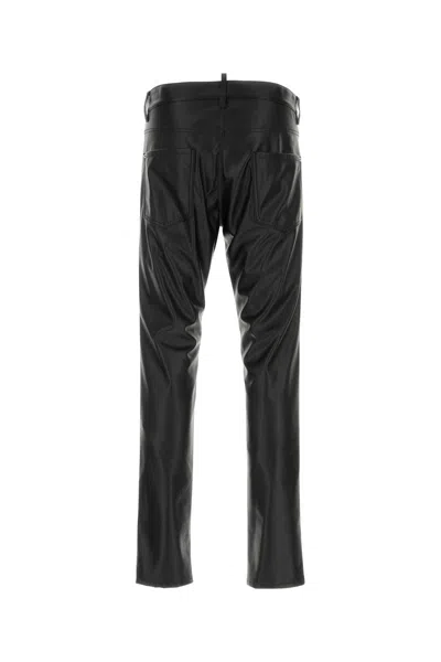 Dsquared2 Black Synthetic Leather Pant In Black