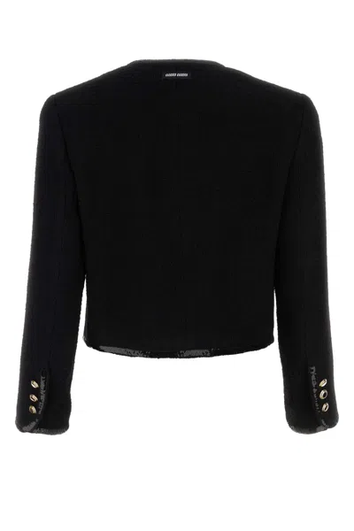 Miu Miu Tweed Jacket With Sequined Trims In Black