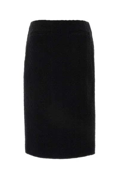 Gucci High Waist Knee-length Skirt With Back Slit And Side Pockets In Black