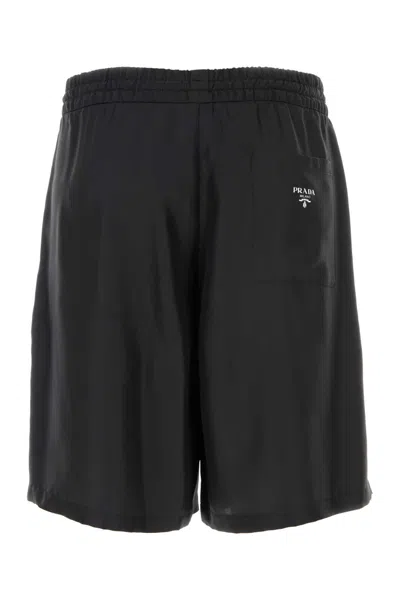 Prada Men's Twill Bermuda Shorts In Black