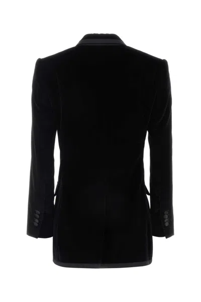 Dolce & Gabbana Double Breasted Velvet Blazer In Black