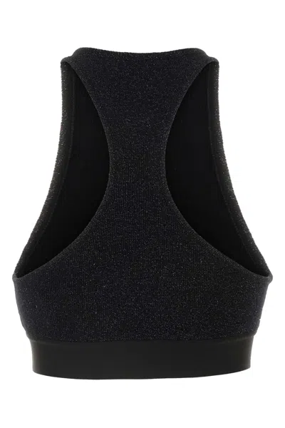 Palm Angels Sleeveless Cropped Knitted Top In Black