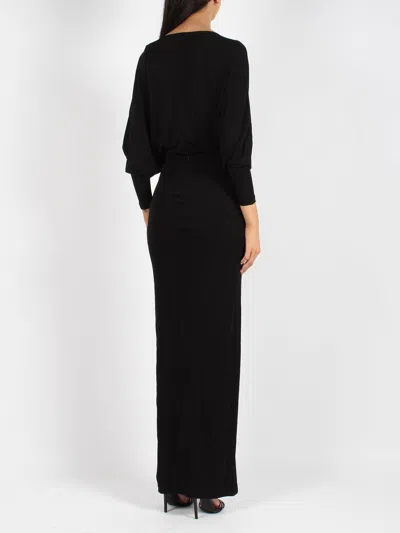Saint Laurent Abito Lungo In Viscosa Nera Donna In Black