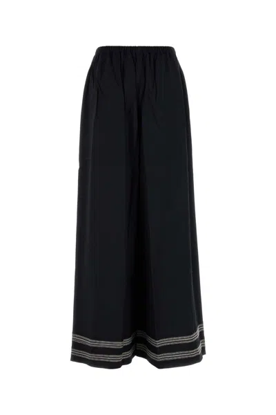 Bode Pantalone Dalla Gamba Ampia Mathilde In Viscosa Nera Donna In Black